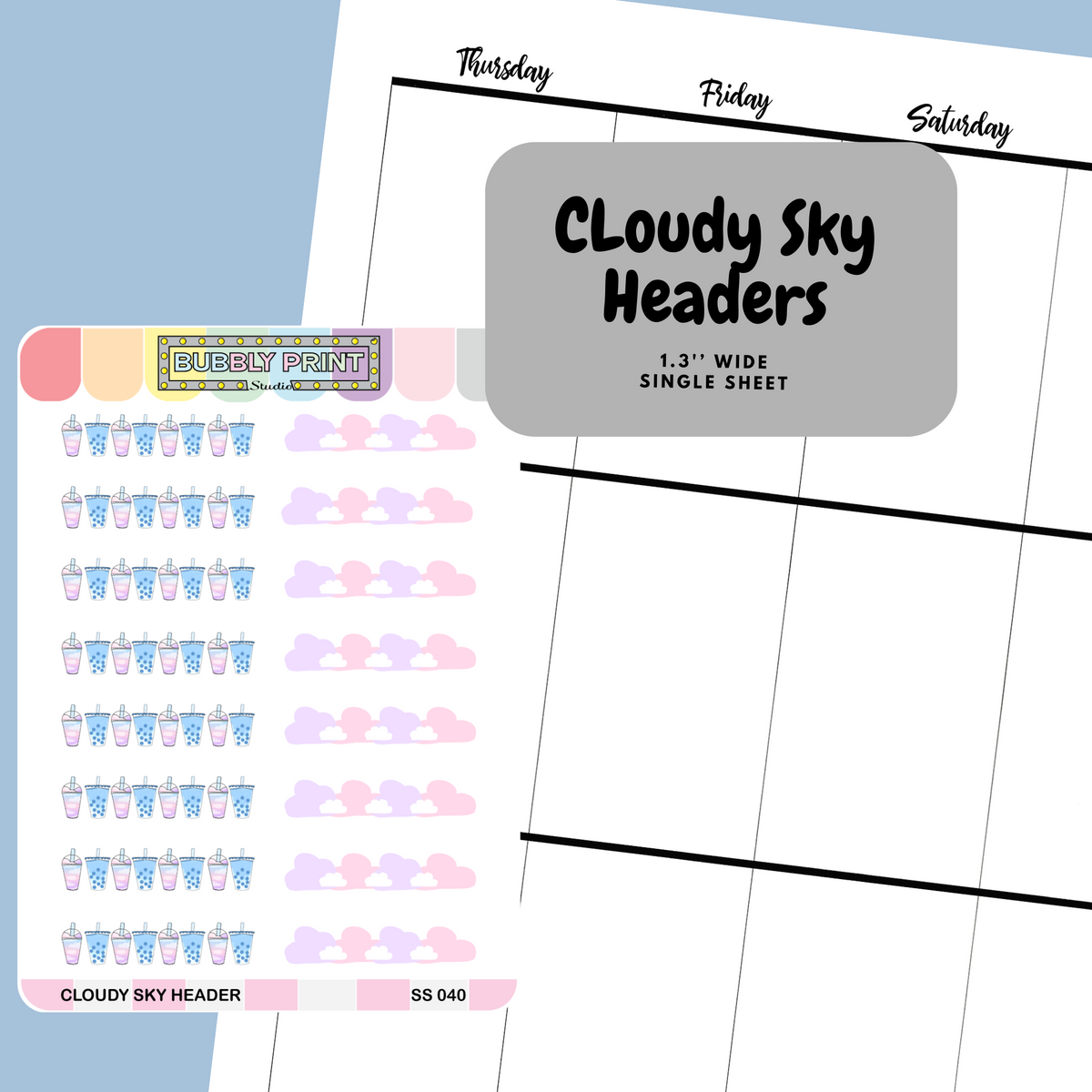 Cloudy Sky Header Planner Sticker Sheet | SS 040