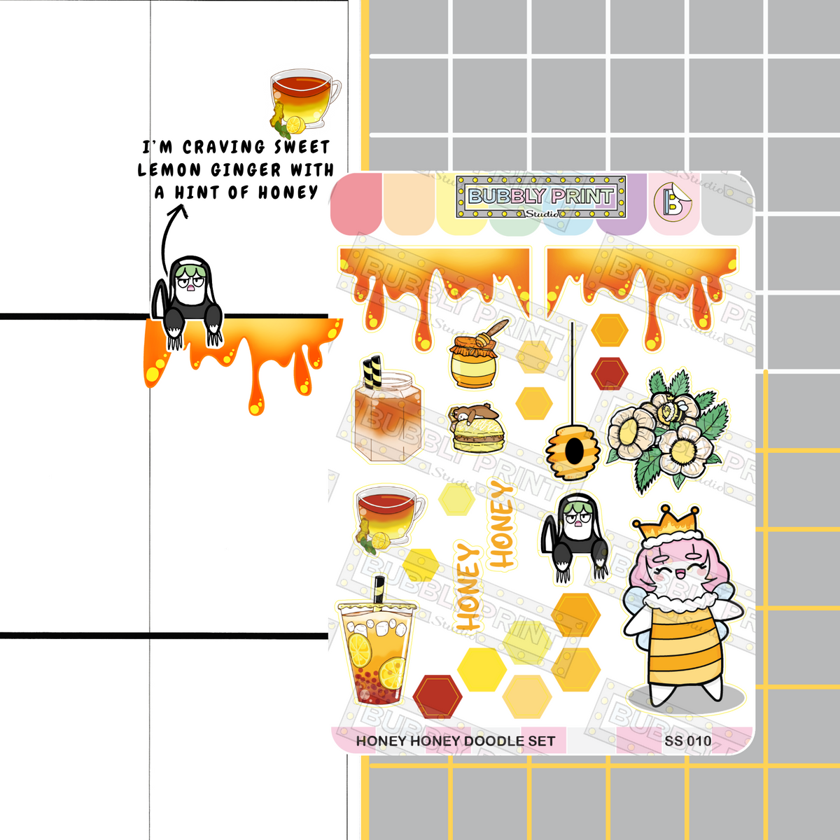 Honey Honey Doodle Set Planner Sticker Sheet | SS 010