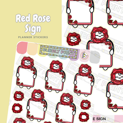 Red Rose Sign Planner Sticker Sheet | SS 013