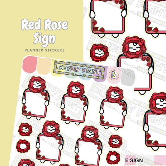 Red Rose Sign Planner Sticker Sheet | SS 013