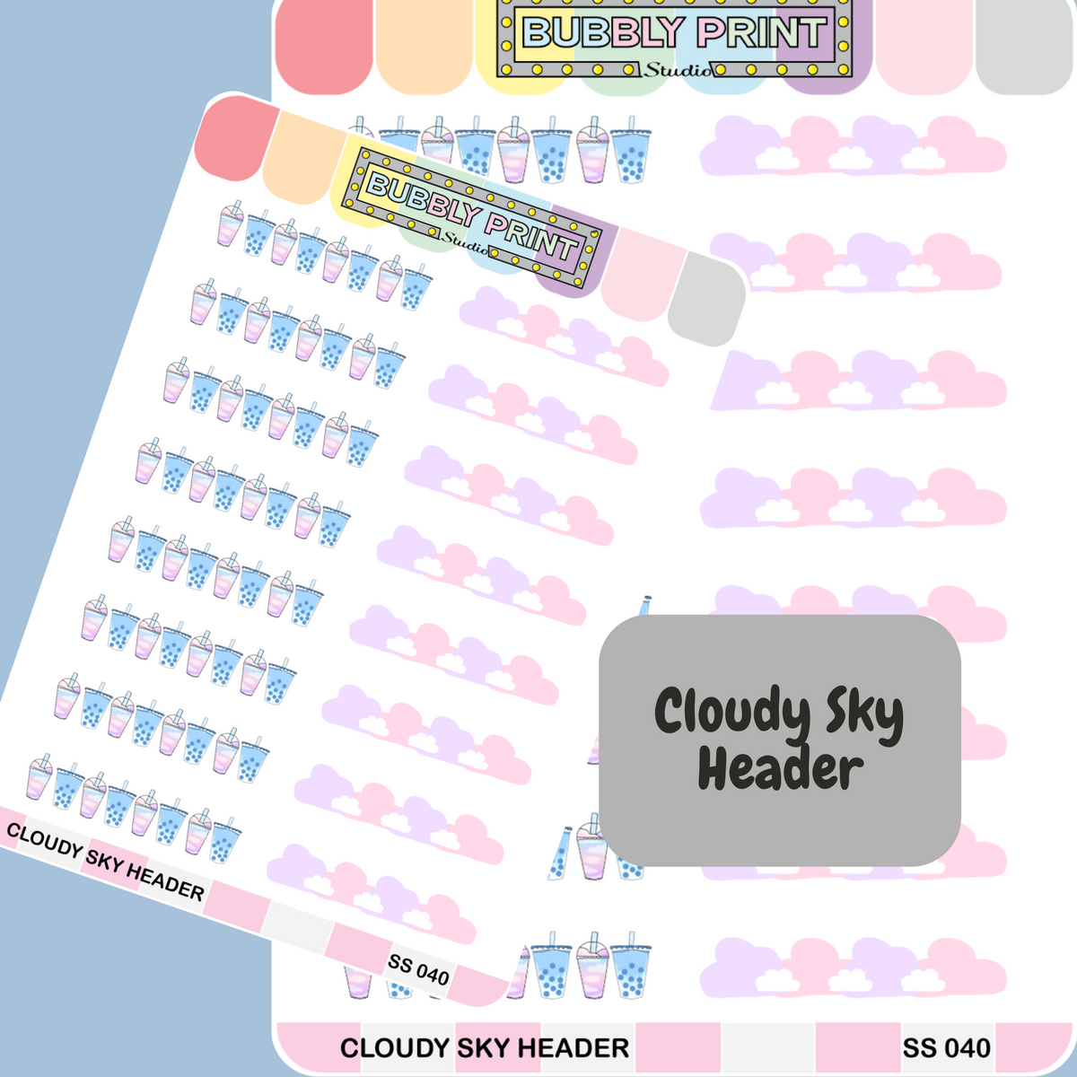 Cloudy Sky Header Planner Sticker Sheet | SS 040