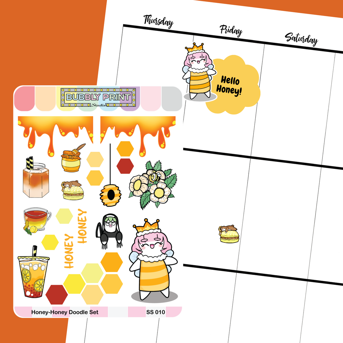 Honey Honey Doodle Set Planner Sticker Sheet | SS 010