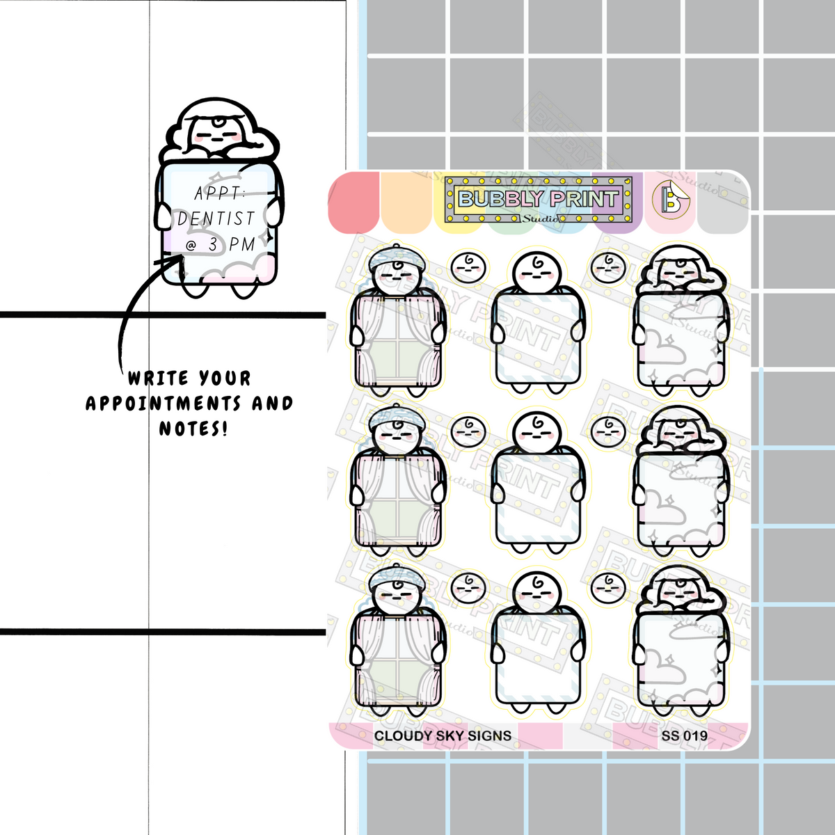 Cloudy Sky Sign Planner Sticker Sheet | SS 019
