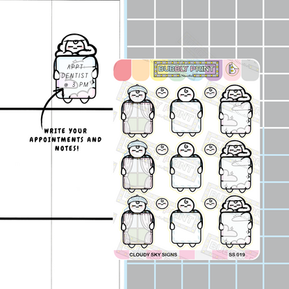 Cloudy Sky Sign Planner Sticker Sheet | SS 019