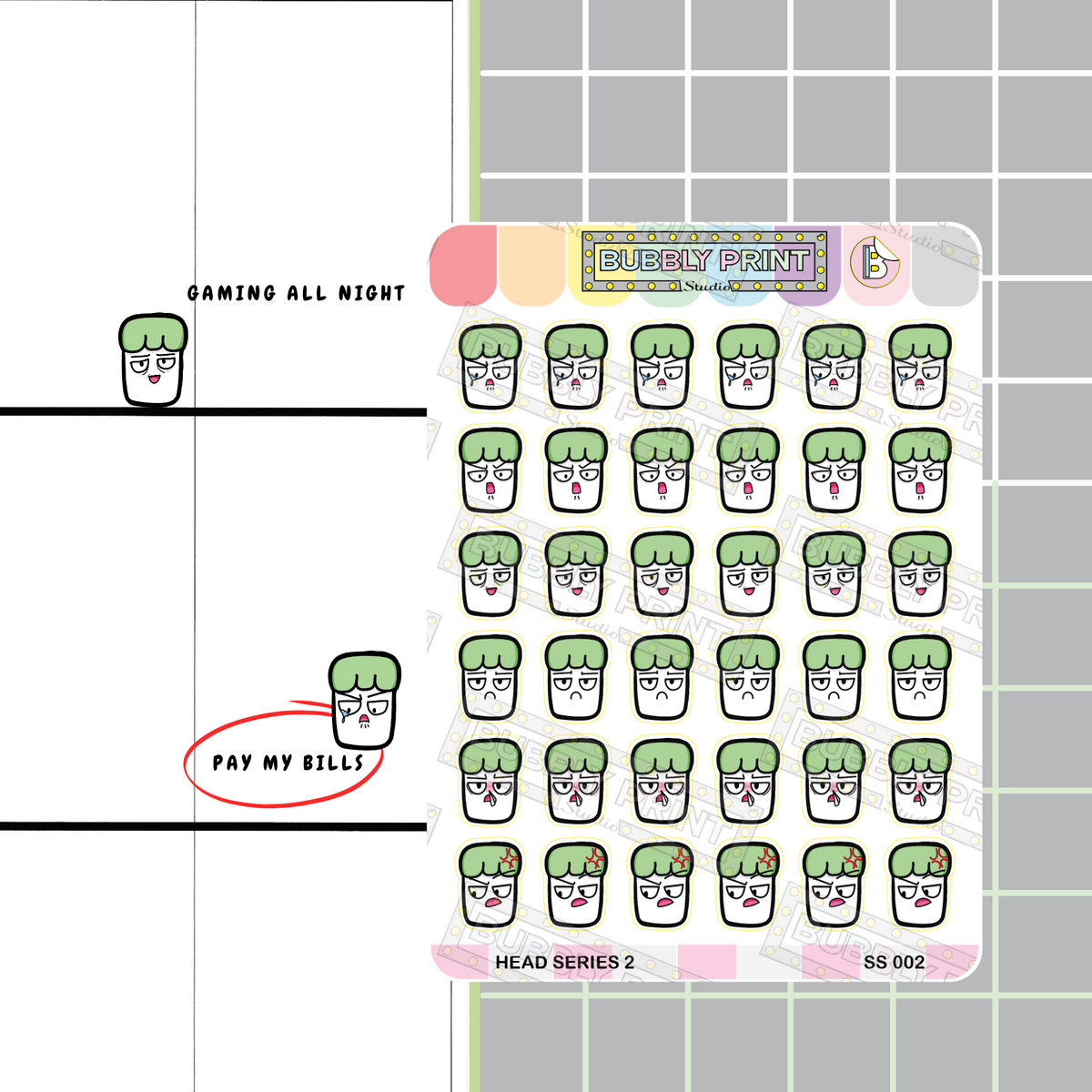 Head Series 2 Planner Sticker Sheet | SS 002