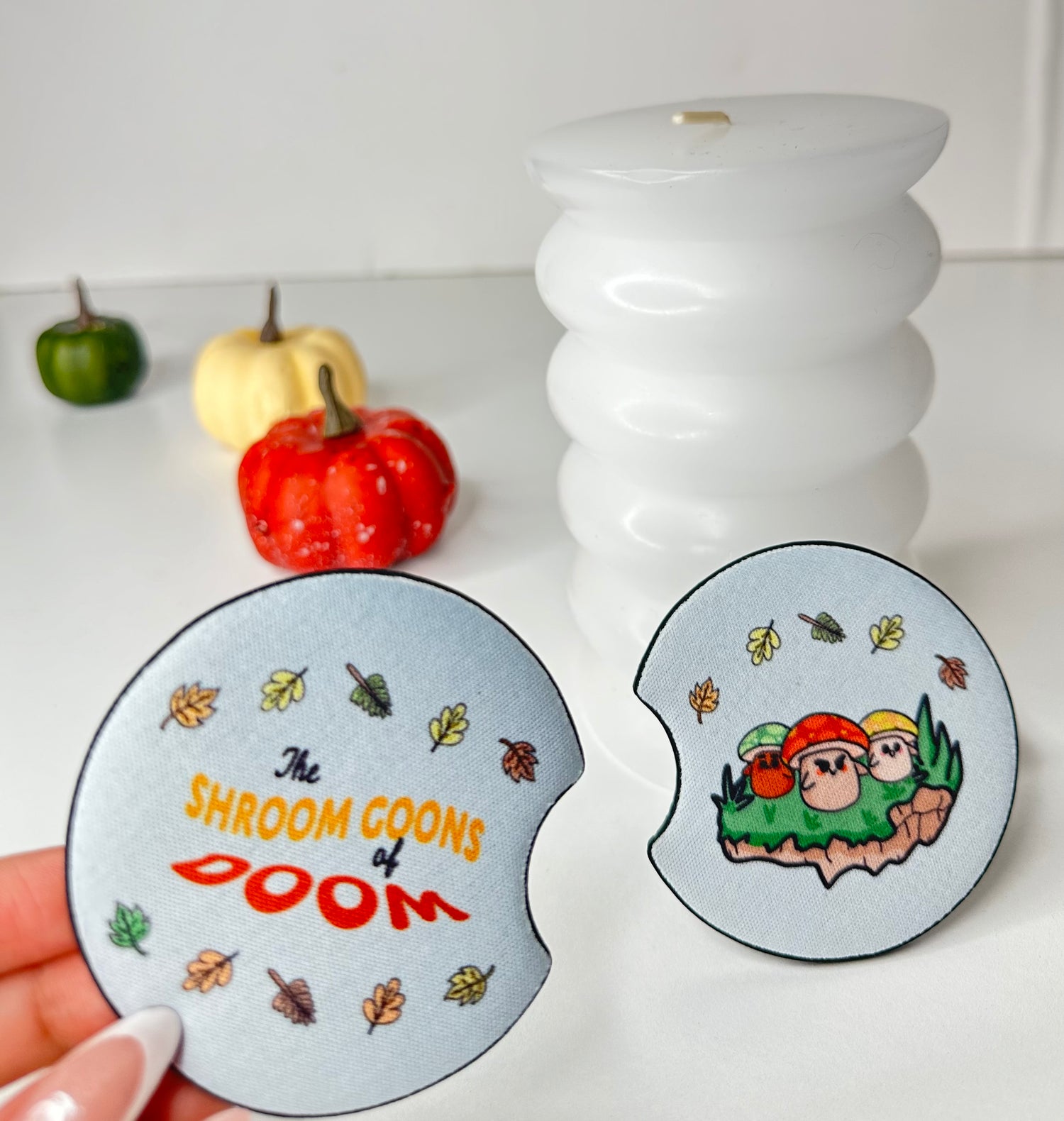 Shroom Goons of Doom Car Coasters- Set (A). Made of Neoprene Material (sublimated)